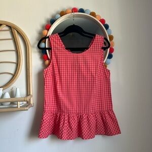 *NWT J. Crew Gingham Ruffle Tank Top with Bow Ties in Back